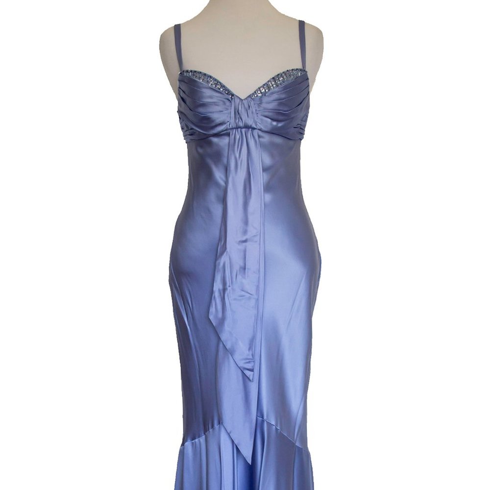 Xeniya Silk Beaded Blue Dress Gown Formal Evening Sz 2 XS 470$ New